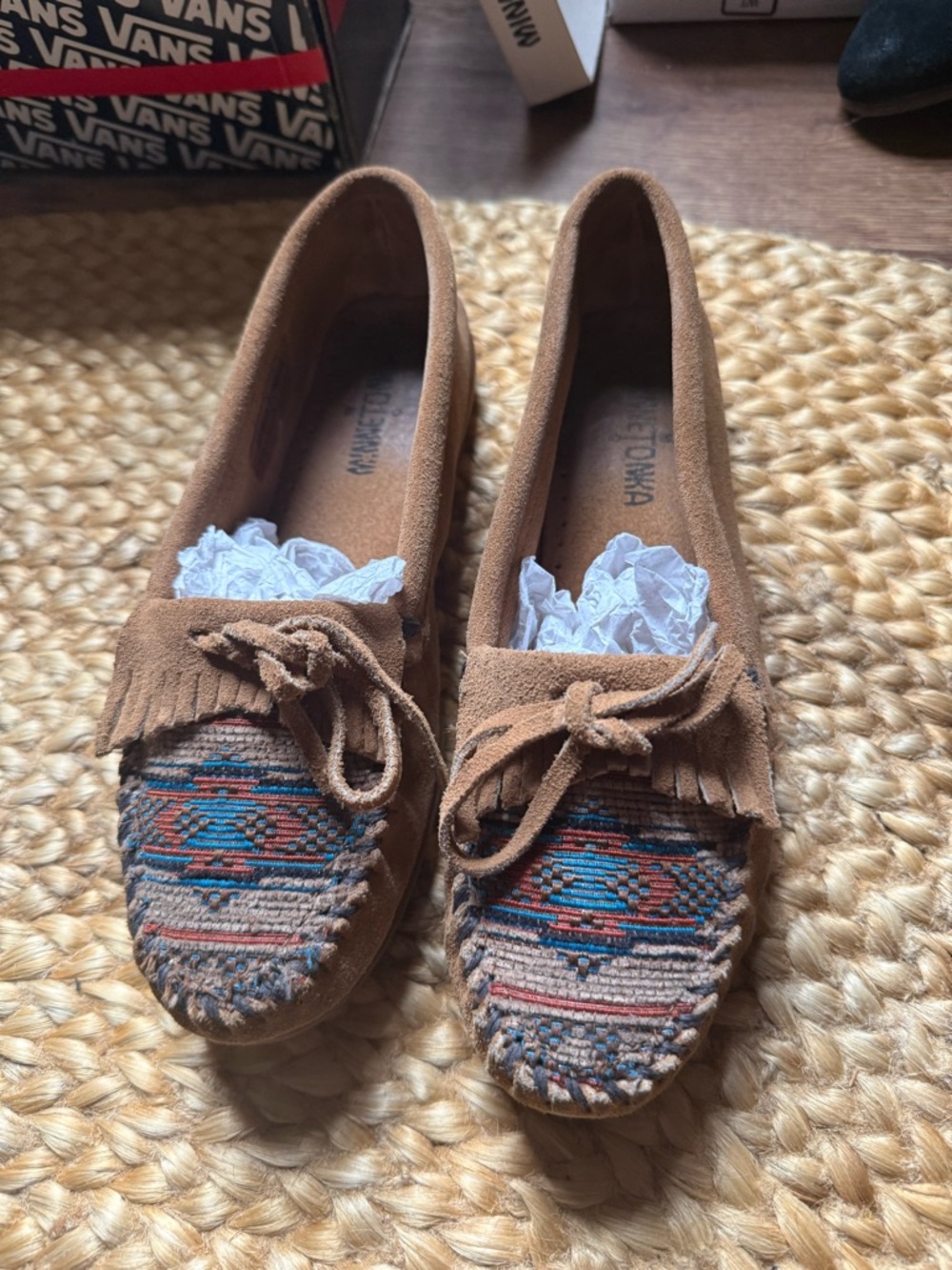 Minnetonka brown suede moccasins